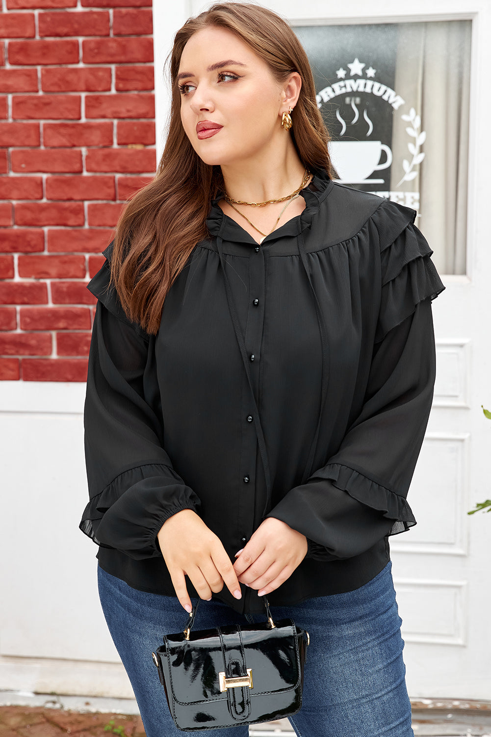 Chemise "Jaycee" en Mousseline à Volants – Élégance Fluide