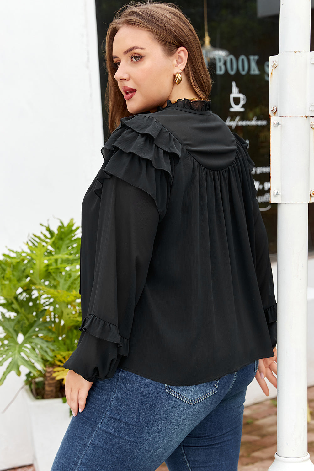Chemise "Jaycee" en Mousseline à Volants – Élégance Fluide